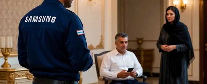 حضور نماینده تعمیرات لوازم خانگی سامسونگ در منزلی در شمال تهران